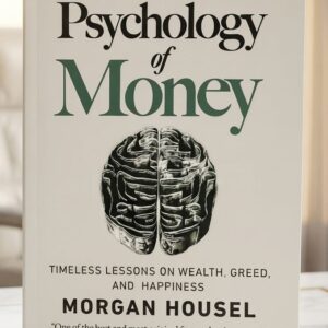 Front cover of The Psychology of Money: Timeless Lessons on Wealth, Greed, and Happiness by Morgan Housel featuring the title in elegant typography with a gold coin illustration on a clean white background.