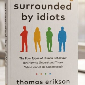 Front cover of Surrounded by Idiots by Thomas Erikson featuring the bold title with colorful circular graphics representing the four personality types.